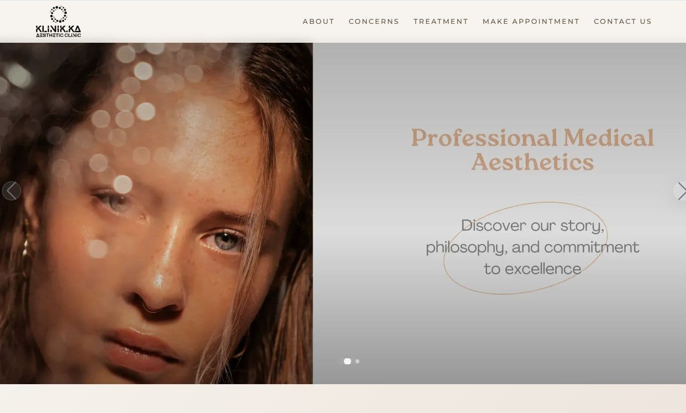 Shinymarketing website design case klinikka medical aesthetics website